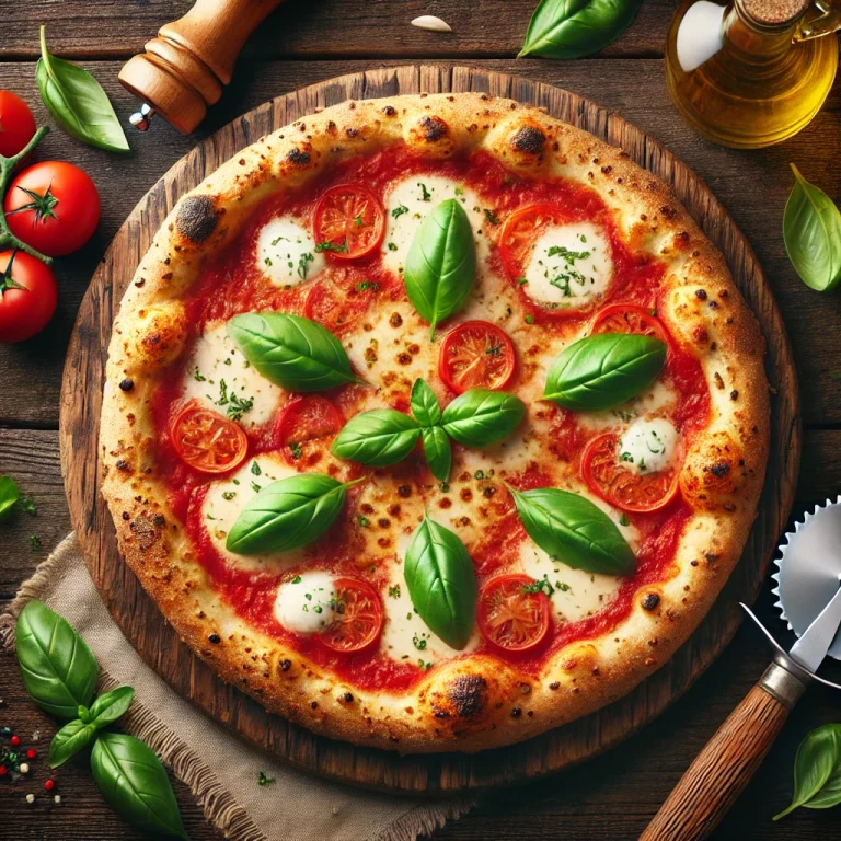 DALL·E 2025-01-28 17.07.40 - A beautifully styled top-down view of a freshly baked Classic Margherita Pizza