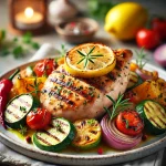 Grilled Lemon Garlic Chicken with Roasted Asparagus